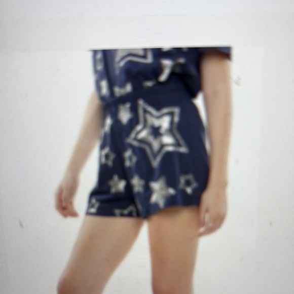 Women's Star Patterned Navy Shorts - Picture 2 of 2